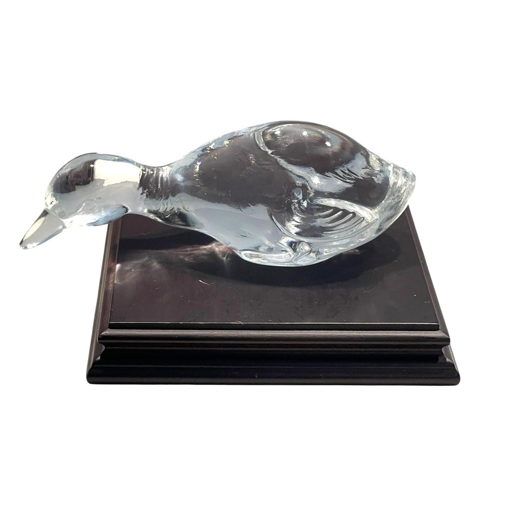 Vintage Baccarat Crystal Swimming Duck‎ Duckling Figurine from France-5 1/2"L